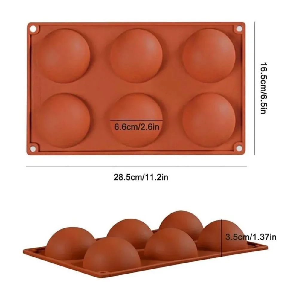 2Pack 6 Holes Silicone Mold, Round Shape Half Sphere Mold